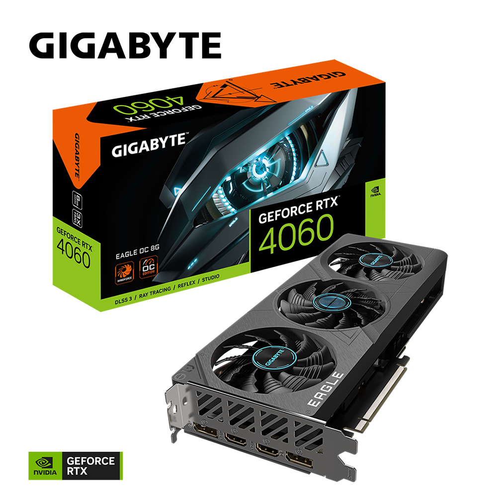 Placa Vídeo RTX 4060 Gigabyte Eagle Triple Fan OC NVIDIA 8GB