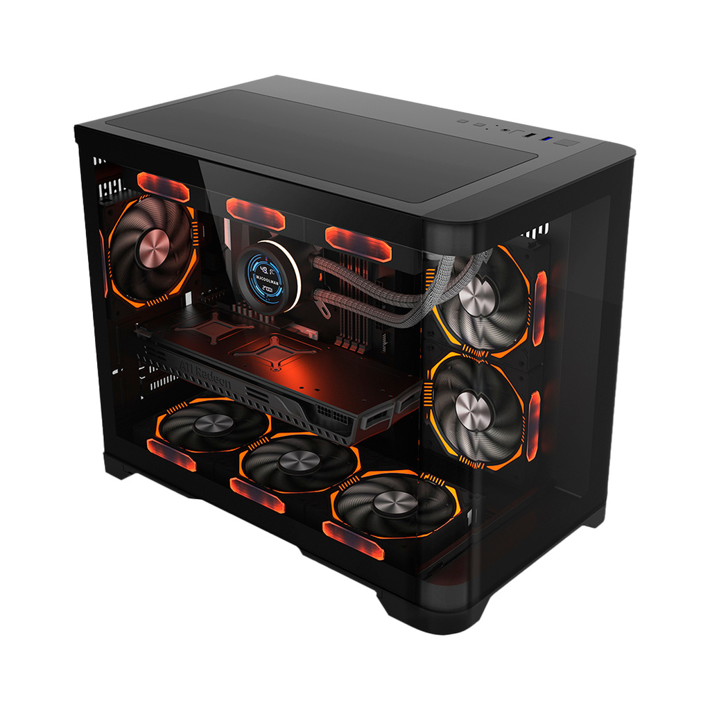 Detalhes de Gabinete Gamer Liketec Madness Mid Tower M-ATX S/ Fans Preto