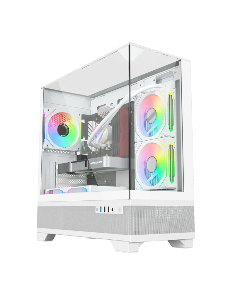Gabinete Gamer Liketec Mahal Snow Mid Tower Topo Vidro S Fan