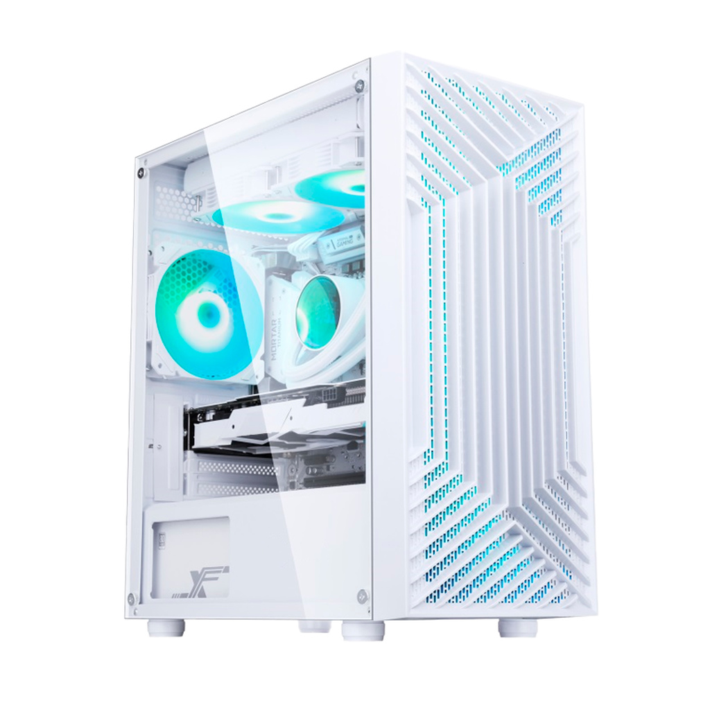 Gabinete Liketec Orbital Snow Mid Tower C/3 fans RGB 