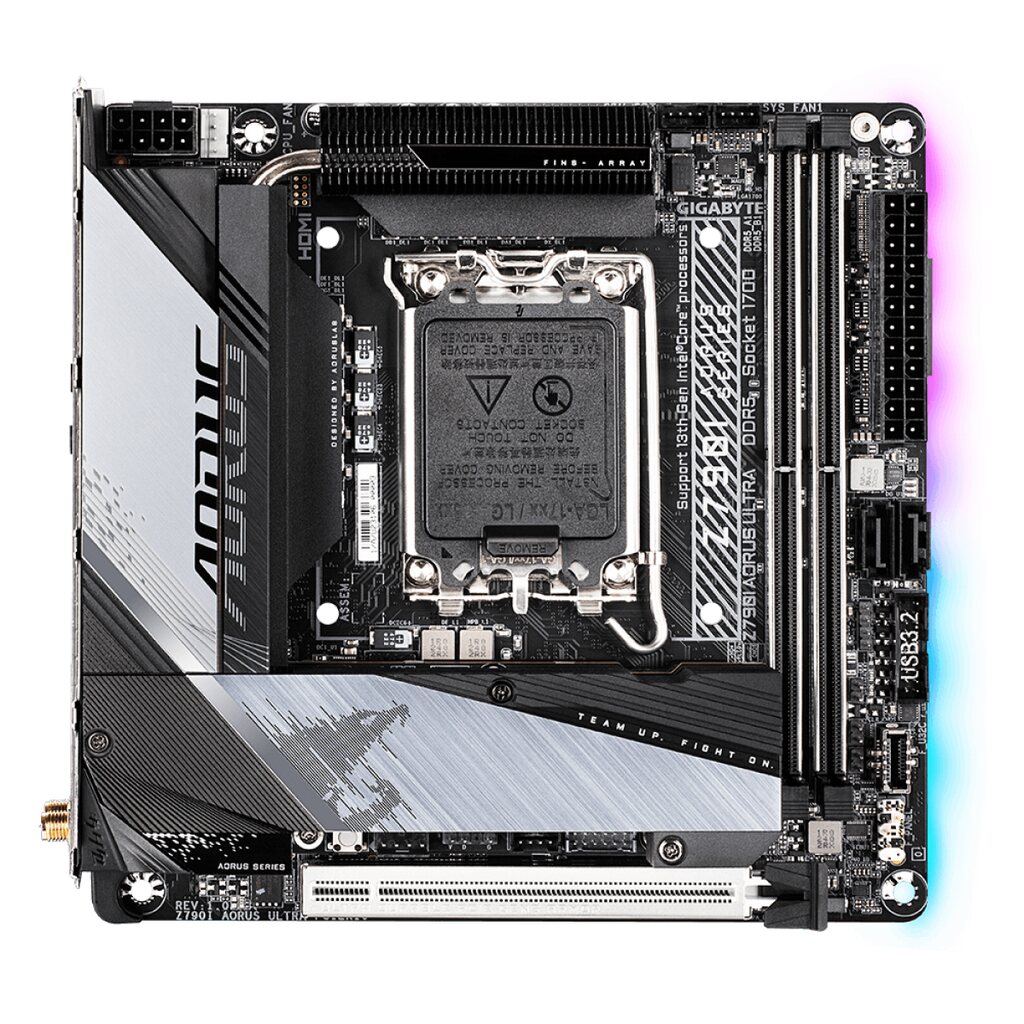 Detalhes de Placa Mãe Gigabyte Z790i Aorus Ultra LGA 1700 DDR5 M.2