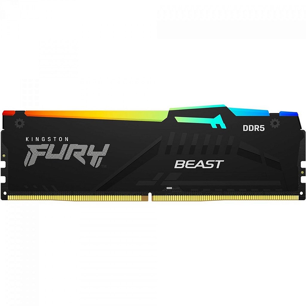Detalhes de Memória Kingston Fury Beast 16GB DDR5 5200MHZ CL40 Preto RGB