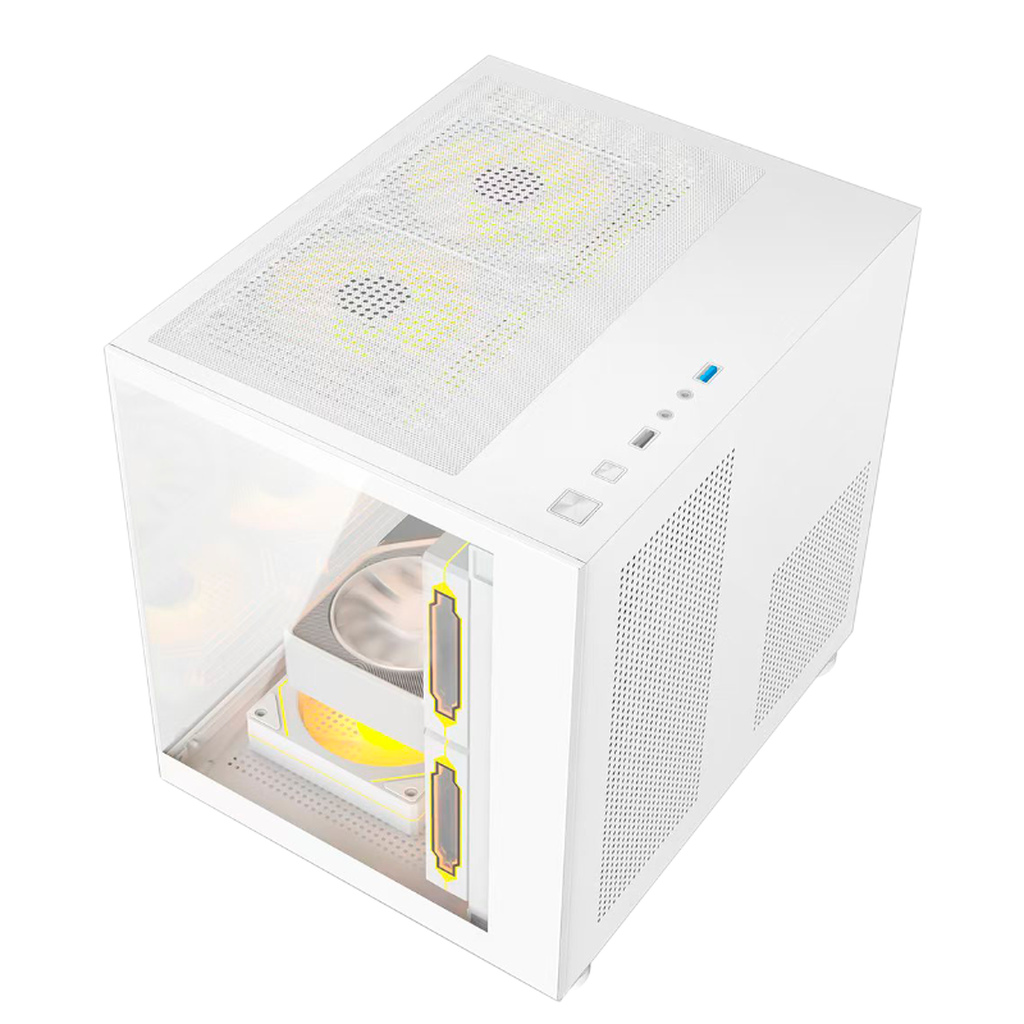 Detalhes de Gabinete Gamer Hayom GB1797 com 4 Fans RGB com Vidro Branco