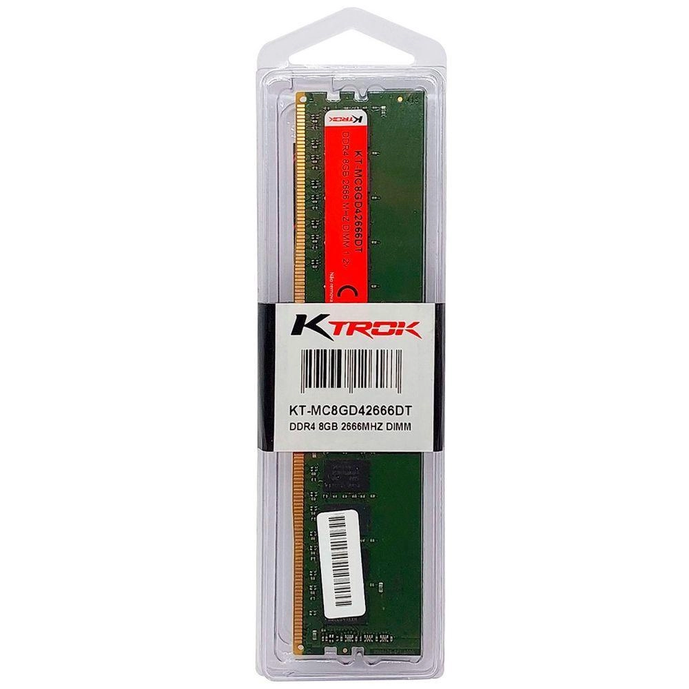 Detalhes de Memória Ktrok 8GB DDR4 2666MHz Verde - KT-MC8GD42666D
