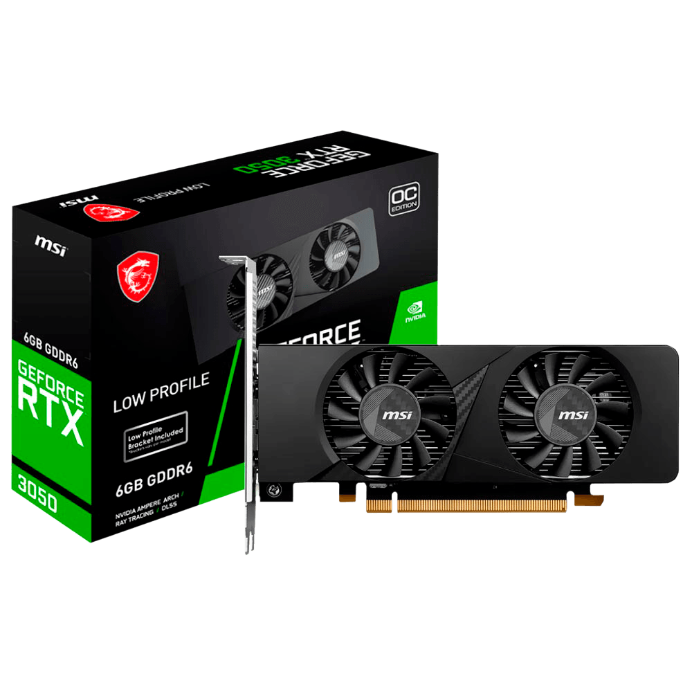Placa De Vídeo MSI GeForce RTX 3050 LP 6GB OC GDDR6 96Bits