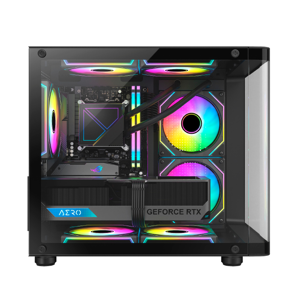 Detalhes de Gabinete Gamer Hayom GB1798 com 4 Fans RGB com Vidro Preto