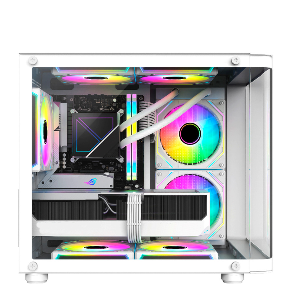Detalhes de Gabinete Gamer Hayom GB1799 com 4 Fans RGB com Vidro Branco