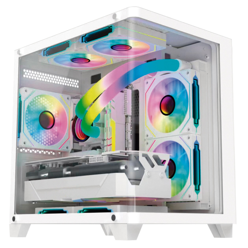 Gabinete Gamer Hayom GB1799 com 4 Fans RGB com Vidro Branco