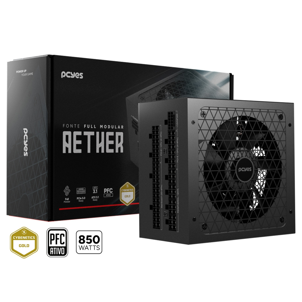 Fonte Pcyes Aether 850W Full Modular Cybenetics Gold PCie 5