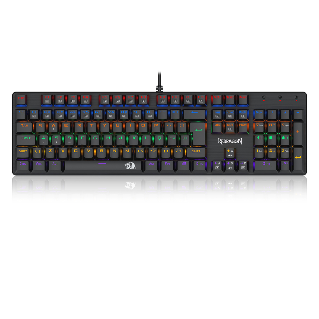 Detalhes de Teclado Mecânico Gamer Redragon Valheim RGB Switch Azul K608