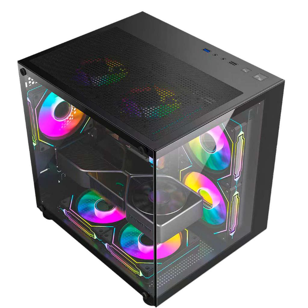 Detalhes de Gabinete Gamer Hayom GB1796 com 4 Fans RGB com Vidro Preto