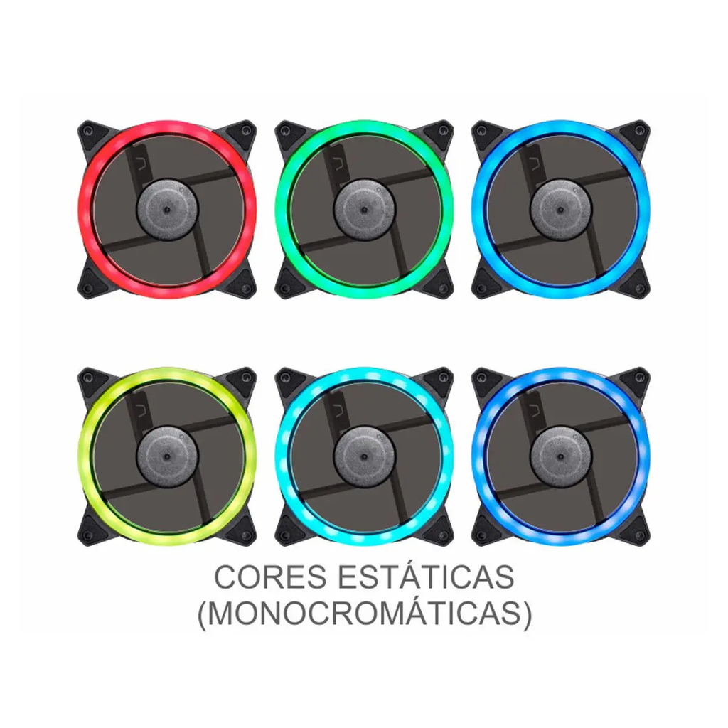 Detalhes de Kit 3 Fans Coolers Ventilador ARGB c/ Fita Controladora RGB