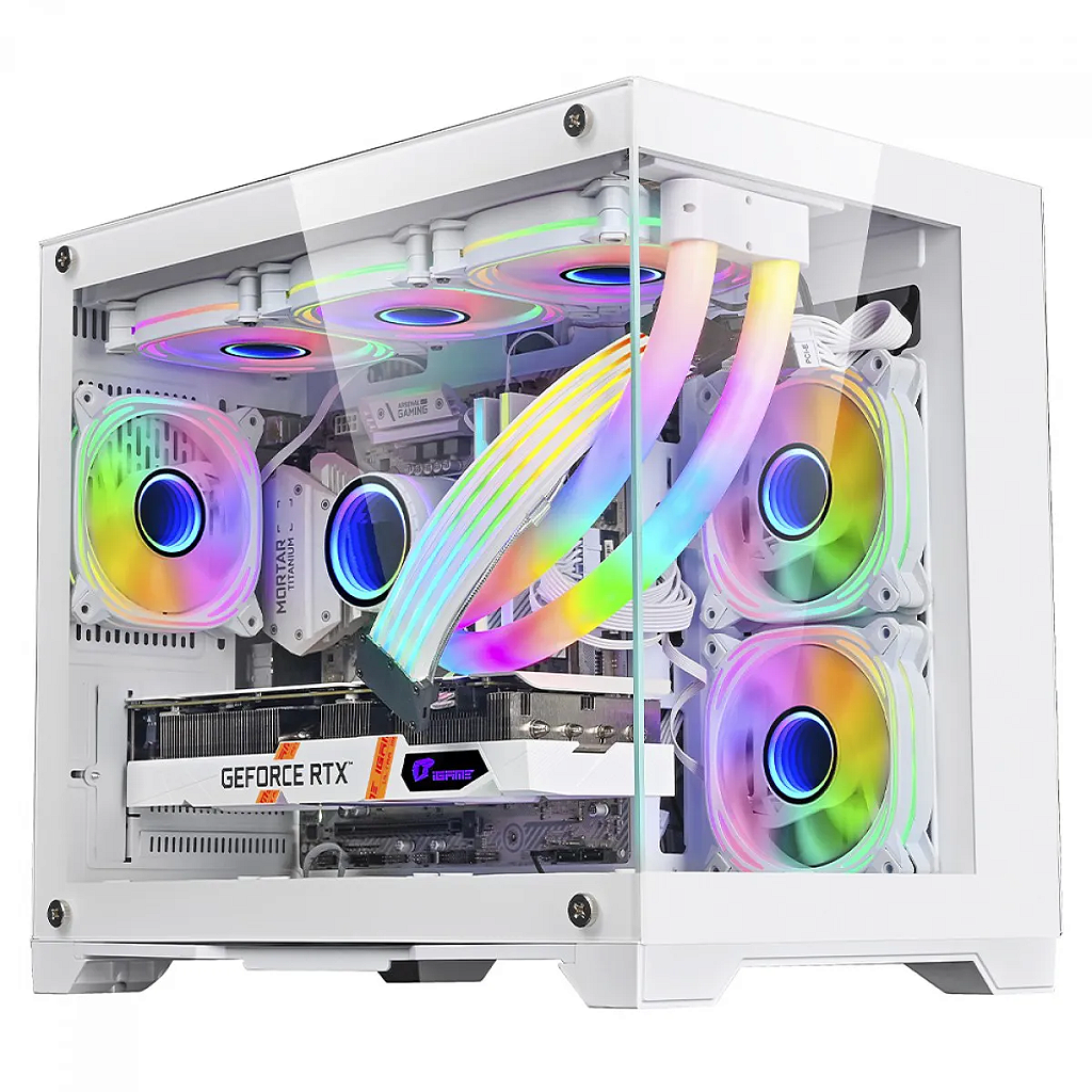 Gabinete Gamer LikeTec Mad Rock Snow Mid Tower 4 Fans RGB