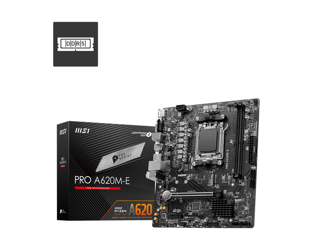 Placa Mãe MSI Pro A620M-E AMD AM5 mATX DDR5 Chipset A620