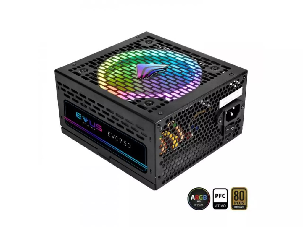 Fonte Evus 750W ATX12V 2.x EVG750 Preto ARGB 80 PLUS Bronze 