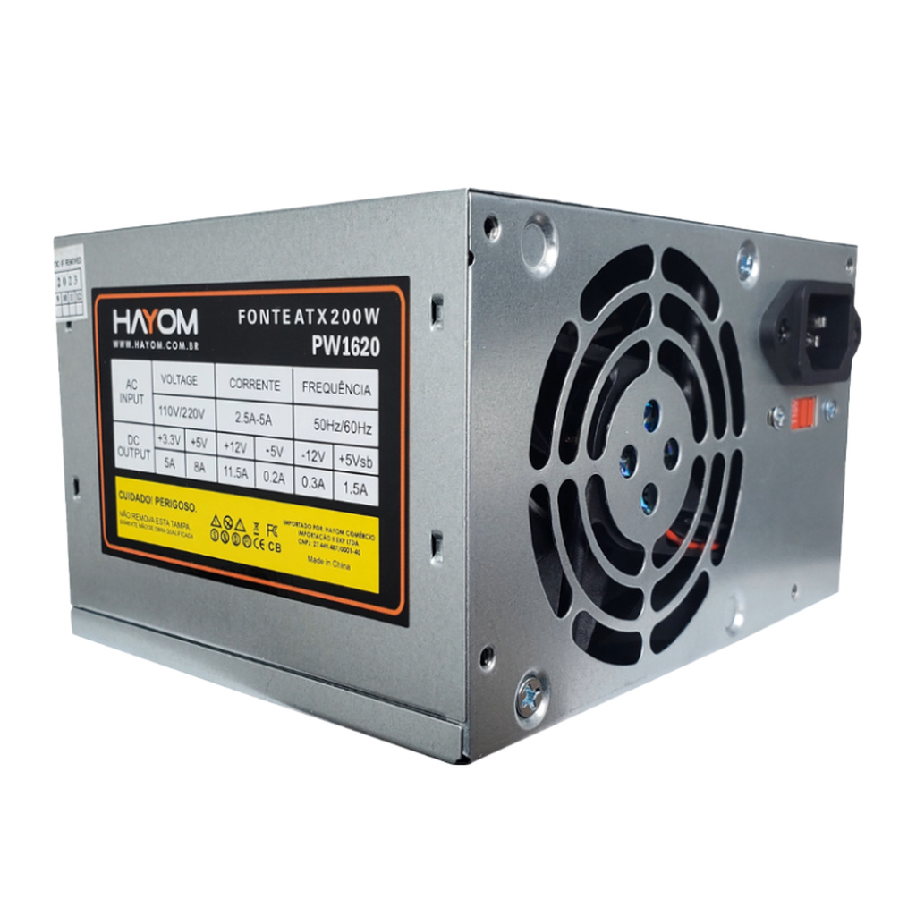 Fonte de Alimentação ATX 200W RMS PW1620 com Cabo 110 220V