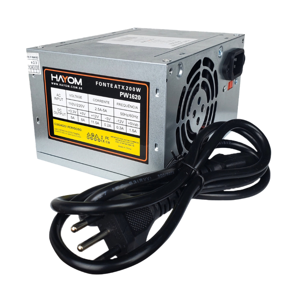 Detalhes de Fonte de Alimentação ATX 200W RMS PW1620 com Cabo 110 220V