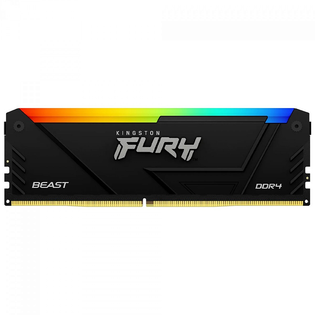 Memória Kingston Fury Beast 16GB DDR4 3200MHz Preto RGB