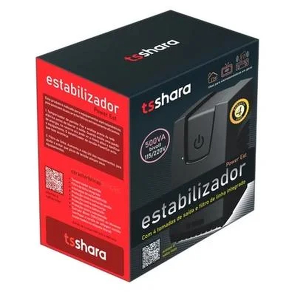 Estabilizador PowerEst TS Shara 500VA Bi Volts 220 115V 4T 