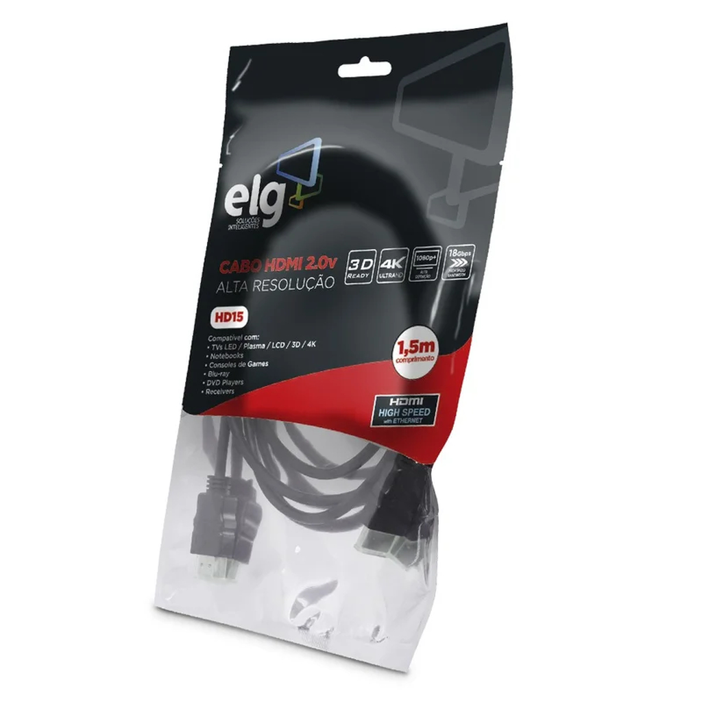 Cabo HDMI 2.0v 4K 3D Ready 1,5 metros HD15 Colour Spaces ELG