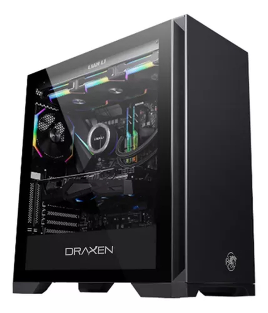 Gabinete Gamer Khamsa Vidro Temperado ARGB Preto Draxen