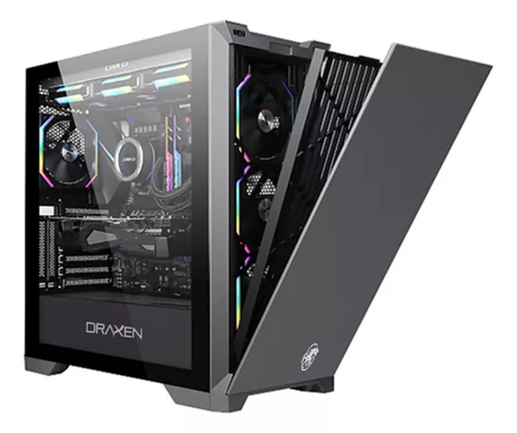 Detalhes de Gabinete Gamer Khamsa Vidro Temperado ARGB Preto Draxen