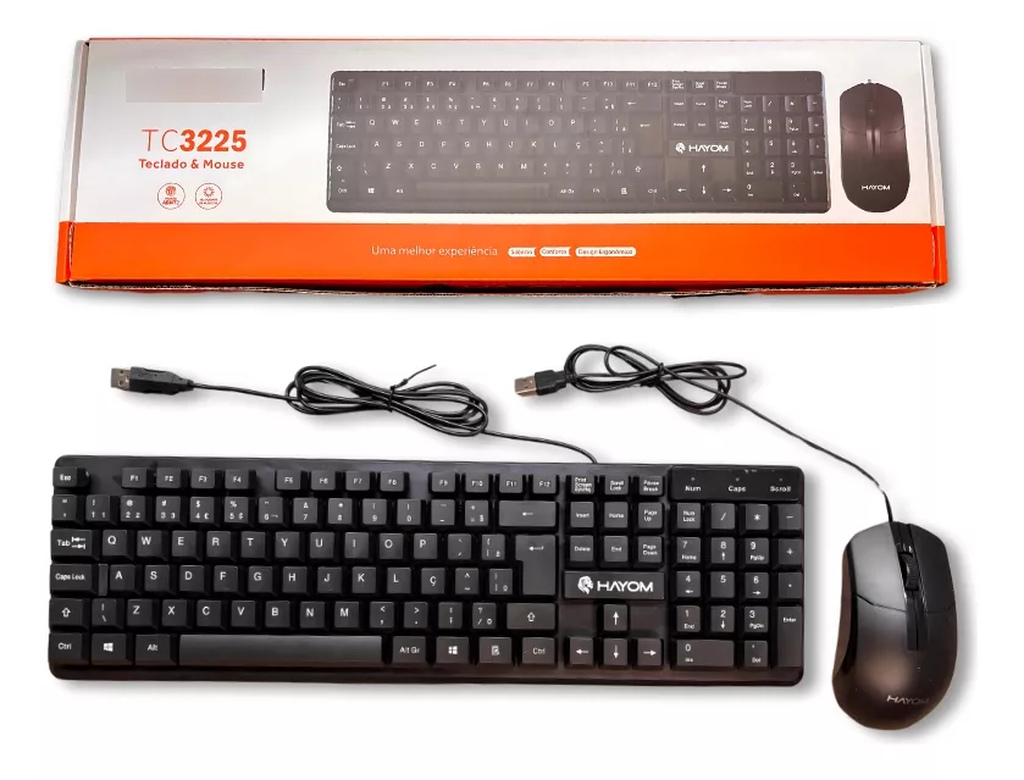 Kit Teclado E Mouse Office Hayom ABNT2 800DPI Ergonômico 