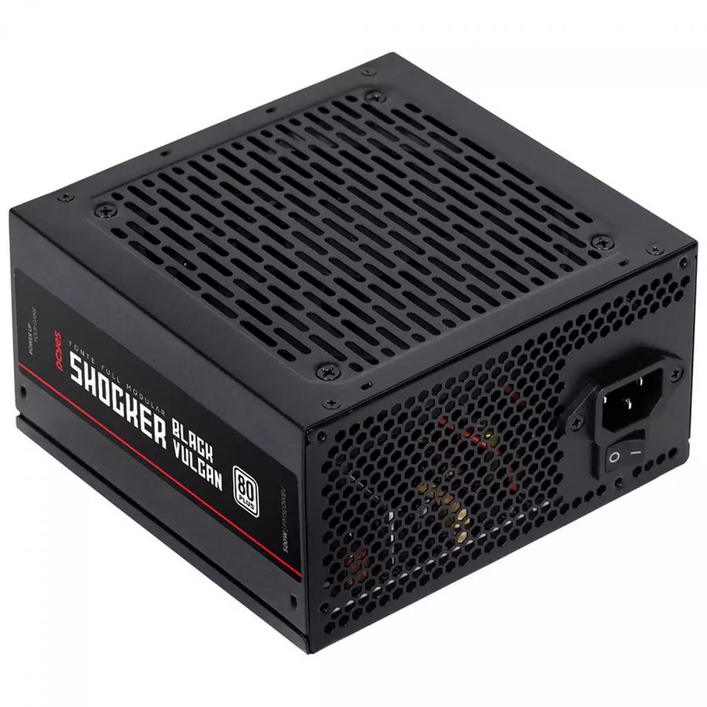 Detalhes de Fonte PCYes Shocker 500W 80 Plus White Full Modular ATX Preto