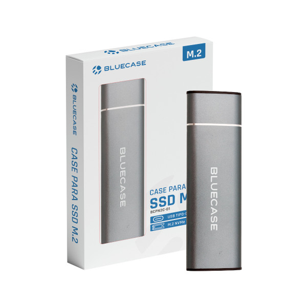 Case para SSD Bluecase M.2 Nvme PCI-E Cinza USB-C 10GB/S