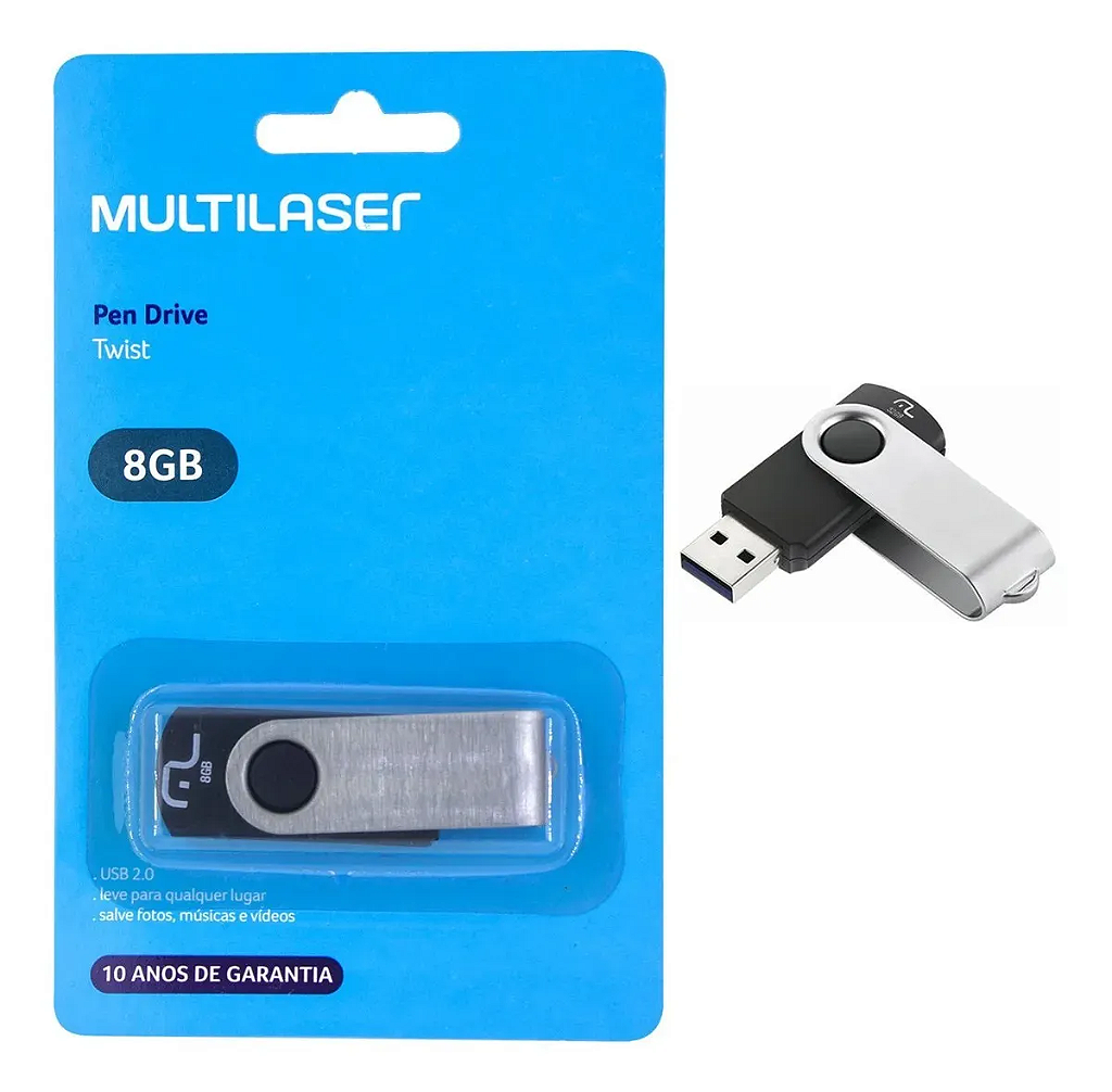 Detalhes de Pen Drive Multilaser Twist USB 2.0 8GB PD587