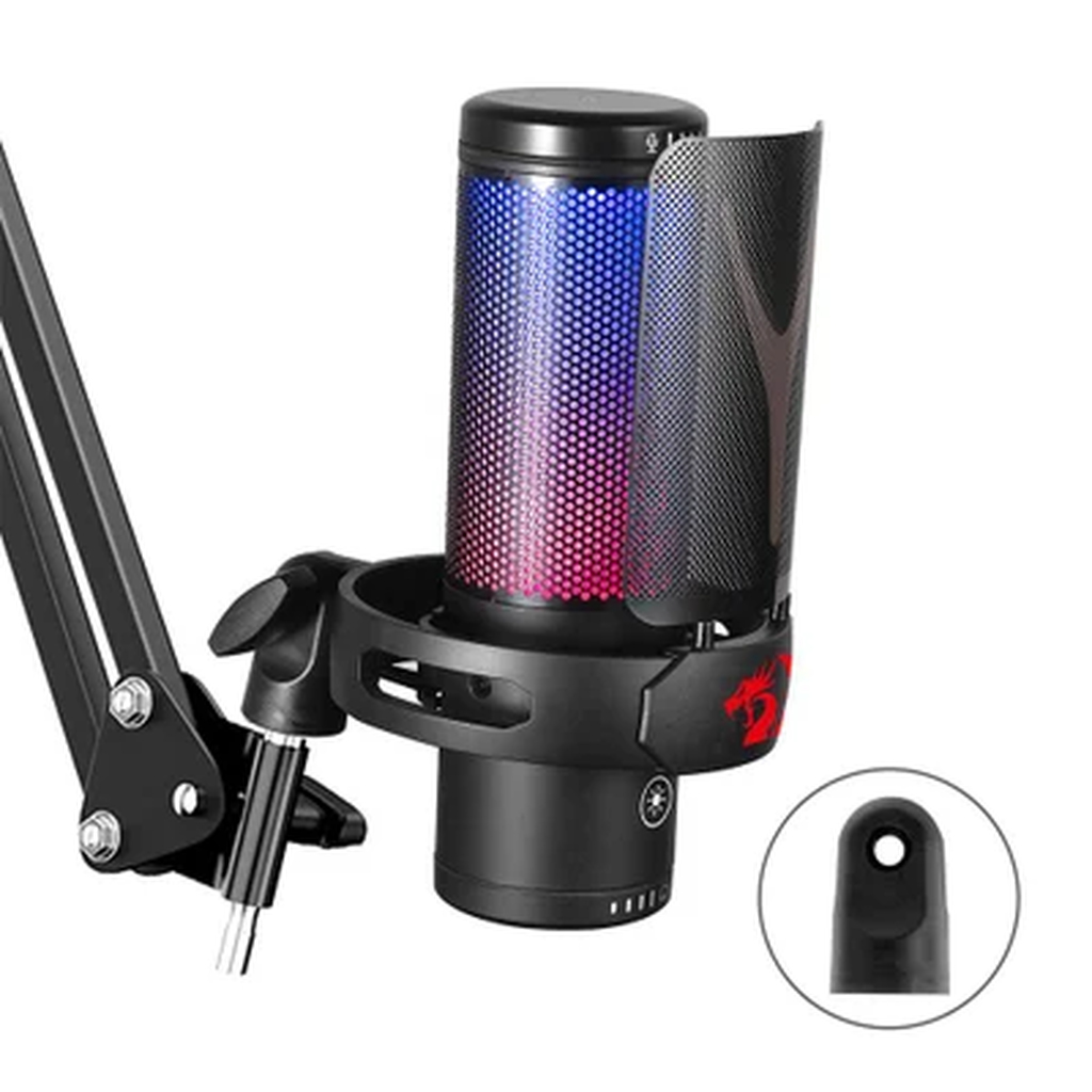 Detalhes de Microfone Gamer Redragon Fenris RGB Preto Condensador