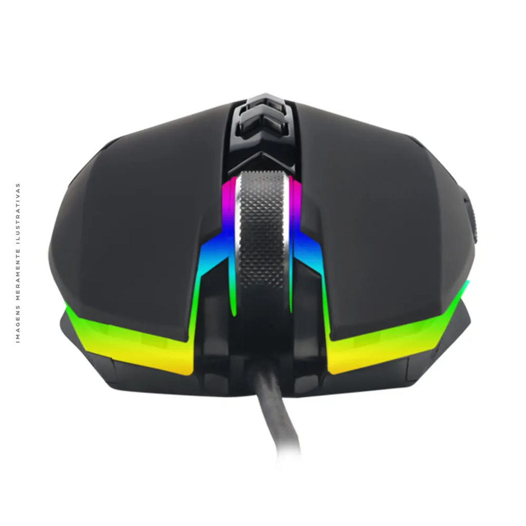 Detalhes de Mouse Gamer T-DAGGER Lieutenant Ambidestro RGB Preto Com Fio