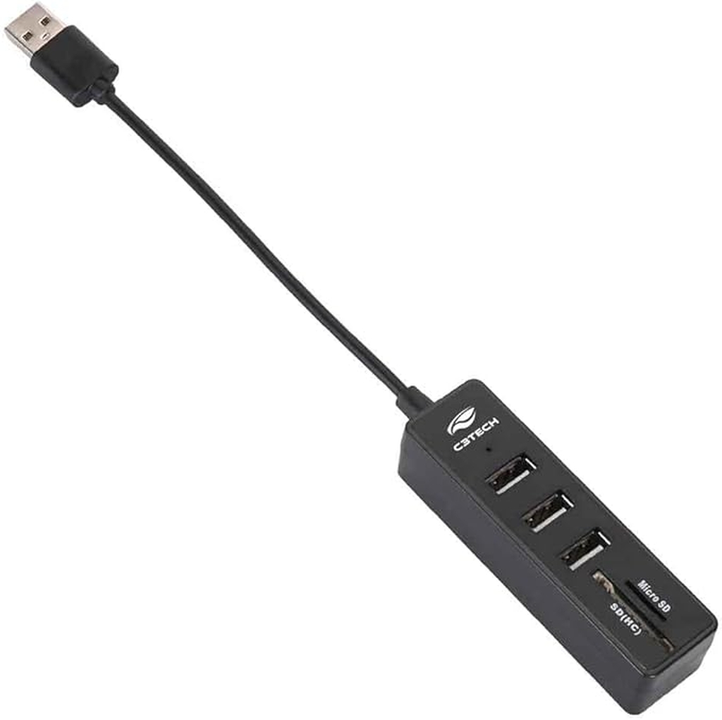 Detalhes de Hub USB Cartão de Memória/SD C3Tech 2.0 5 Portas - HU-L200BK