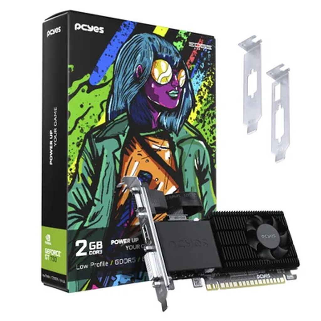 Placa De Vídeo PCyes Nvidia Geforce GT730 2GB DDR5 64 BITS
