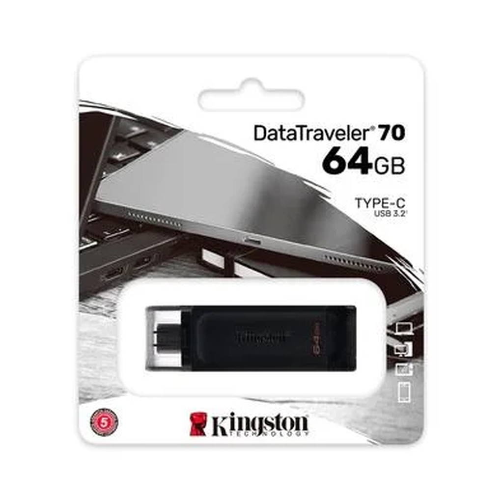 Pen Drive Kingston Datatravele 70 Type-c 3.2 64GB DT70 Preto
