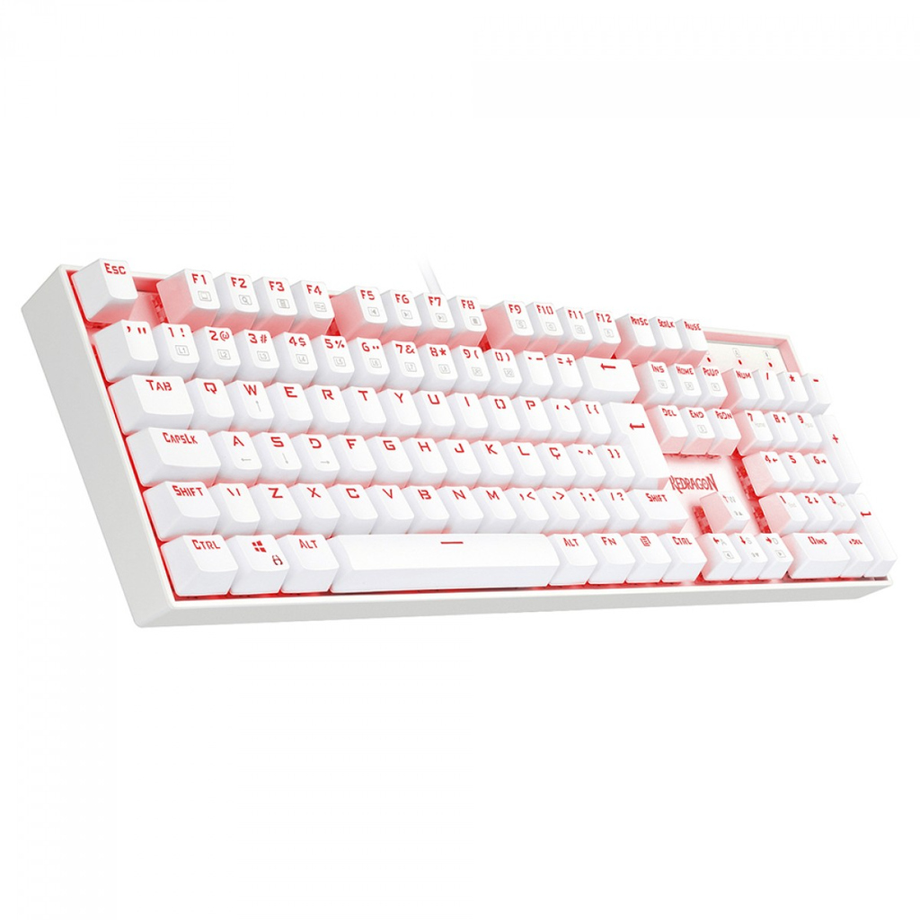 Detalhes de Teclado Mecânico Gamer Redragon Mitra Branco Switch Vermelho