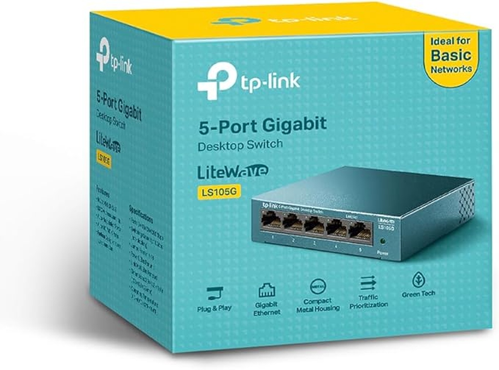 Switch de Mesa TP-Link 5 Portas 10/100/1000Mbps - LS105G