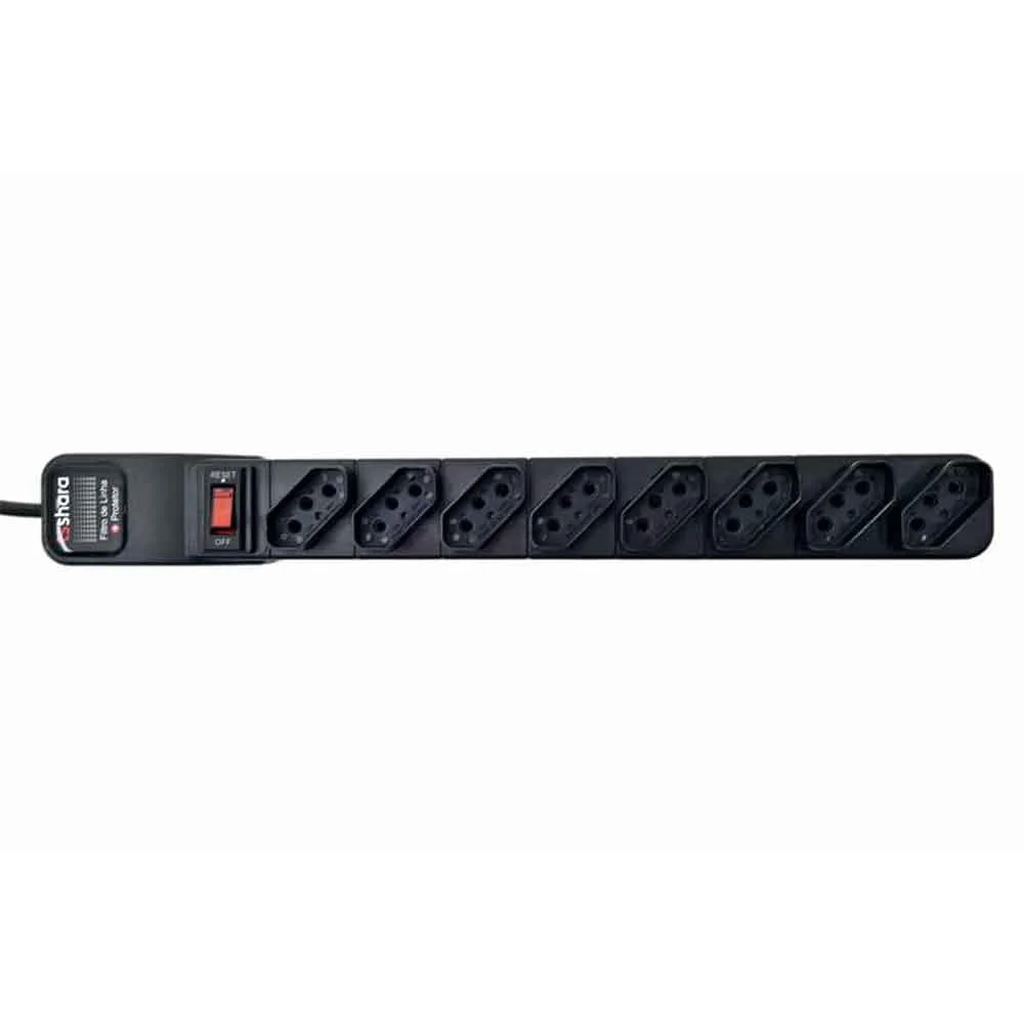 Filtro De Linha Ts Shara Protetor 8 Tomadas, Bivolt Preto