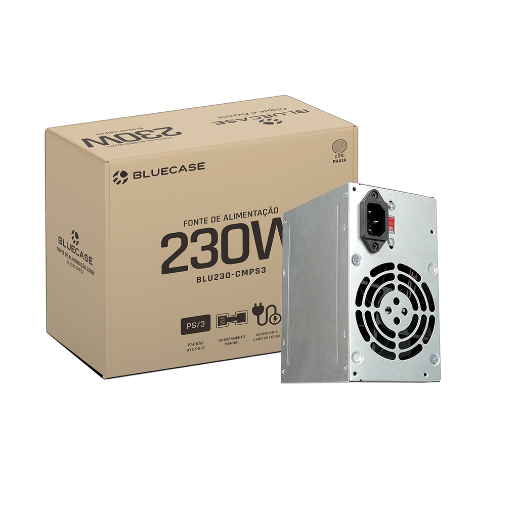 Fonte Bluecase 230W ATX PS/3 Com Cabo - BLU230-CMPS3