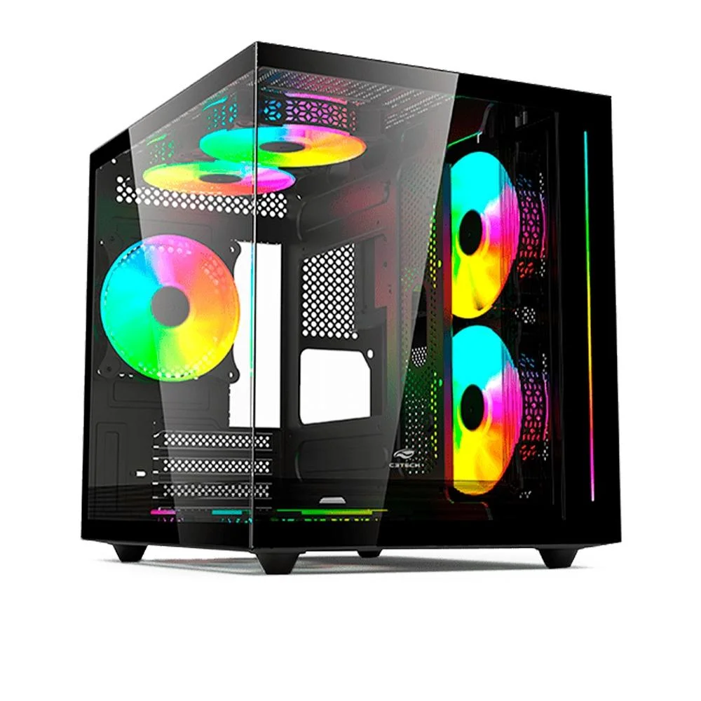Gabinete Gamer C3Tech Gaming Aquarius M-ATX Vidro Temperado