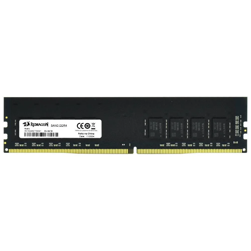 Detalhes de Memória Ram Gamer 8GB 3200mhz Redragon Sand DDR4 Preto