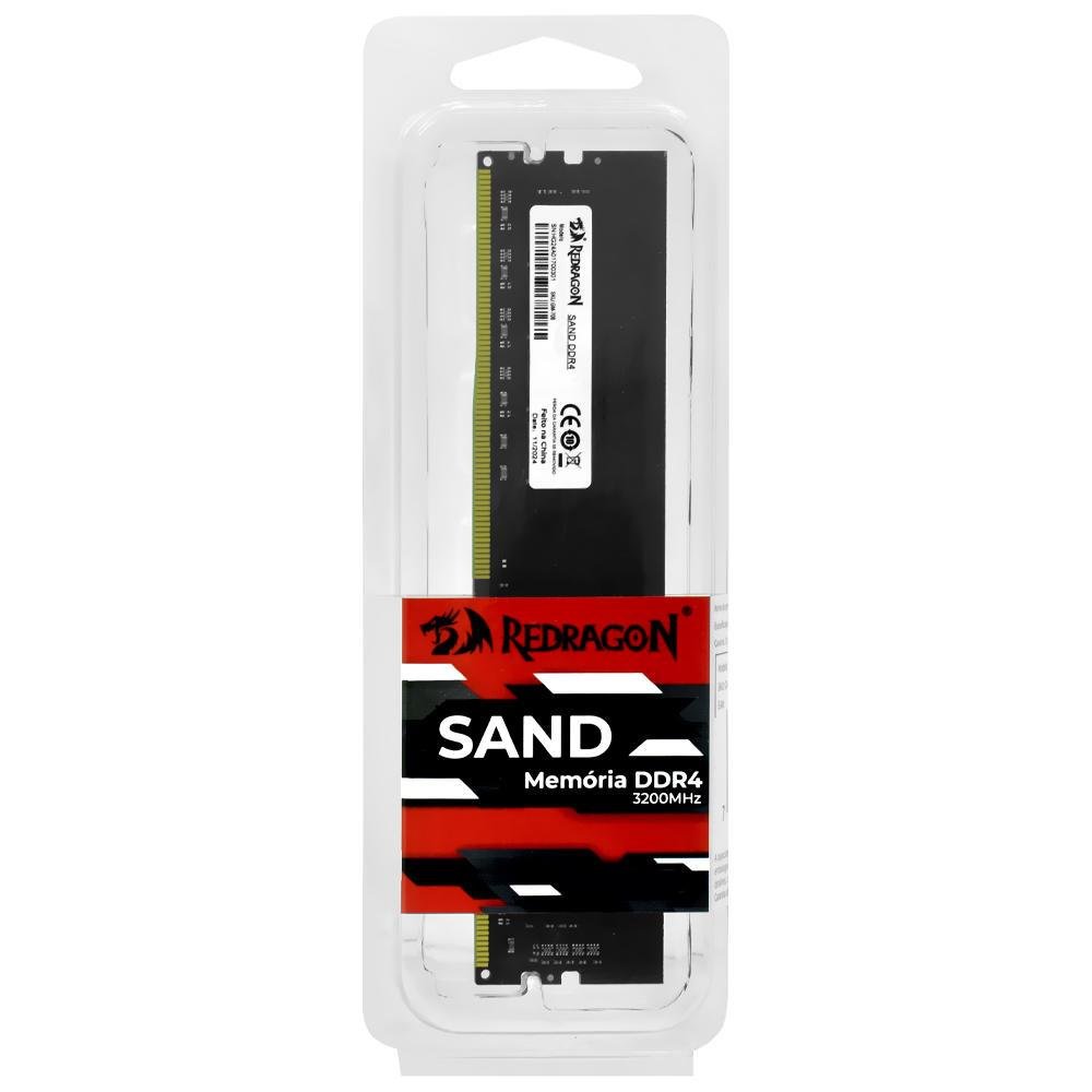 Memória Ram Gamer 8GB 3200mhz Redragon Sand DDR4 Preto