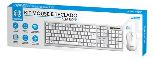 Kit Mouse E Teclado Sem Fio Hoopson Tpc-077ksb Branco