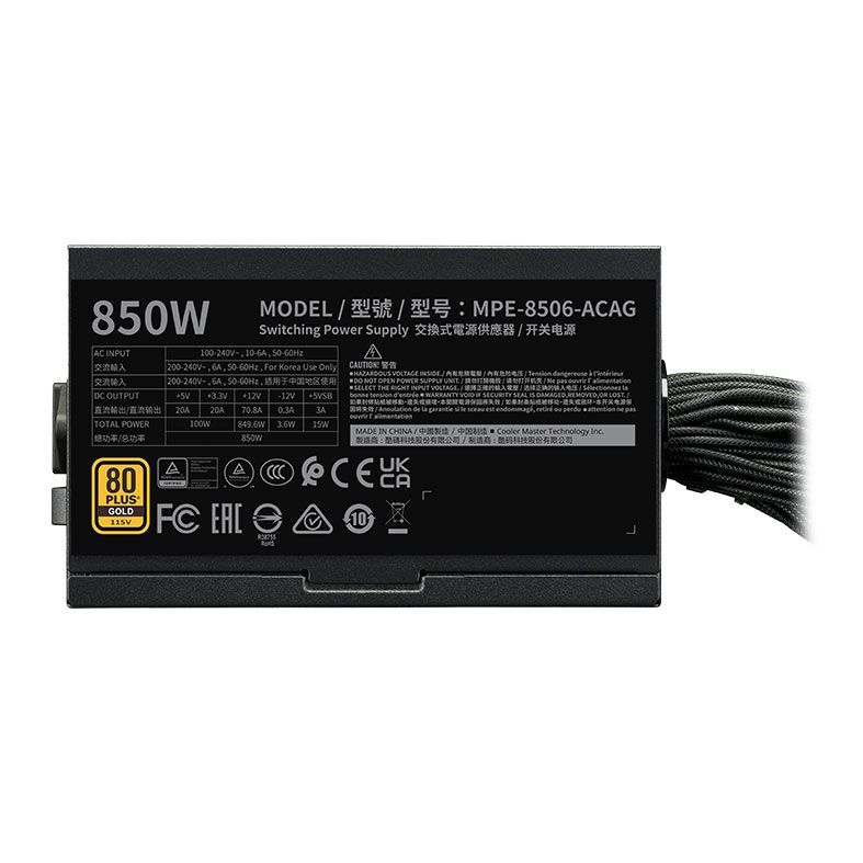 Detalhes de Fonte Cooler Master MWE Gold 850W V3 ATX 3.1 80 Plus Gold