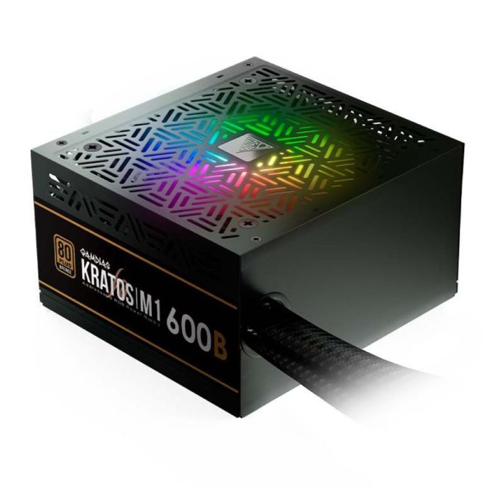 Detalhes de Fonte Gamer Gamdias RGB 600W Kratos M1 80 Plus Bronze