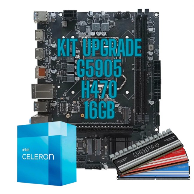Kit Upgrade Gamer Placa mãe H470 CPU Intel G5905 Memoria 16G