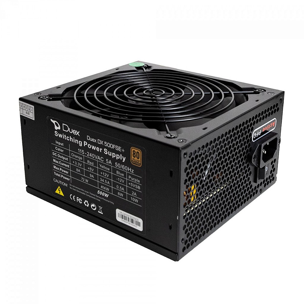 Detalhes de Fonte de Alimentação Duex 500FSE+ 80 Plus Bronze PFC Ativo