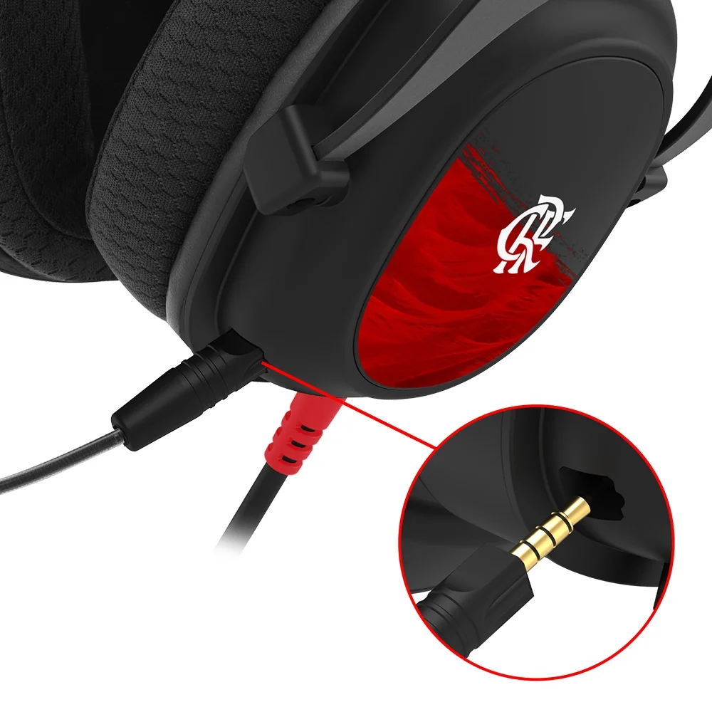 Detalhes de Headset Gamer Flamengo Vulture FL530 Cor Vermelho e Preto
