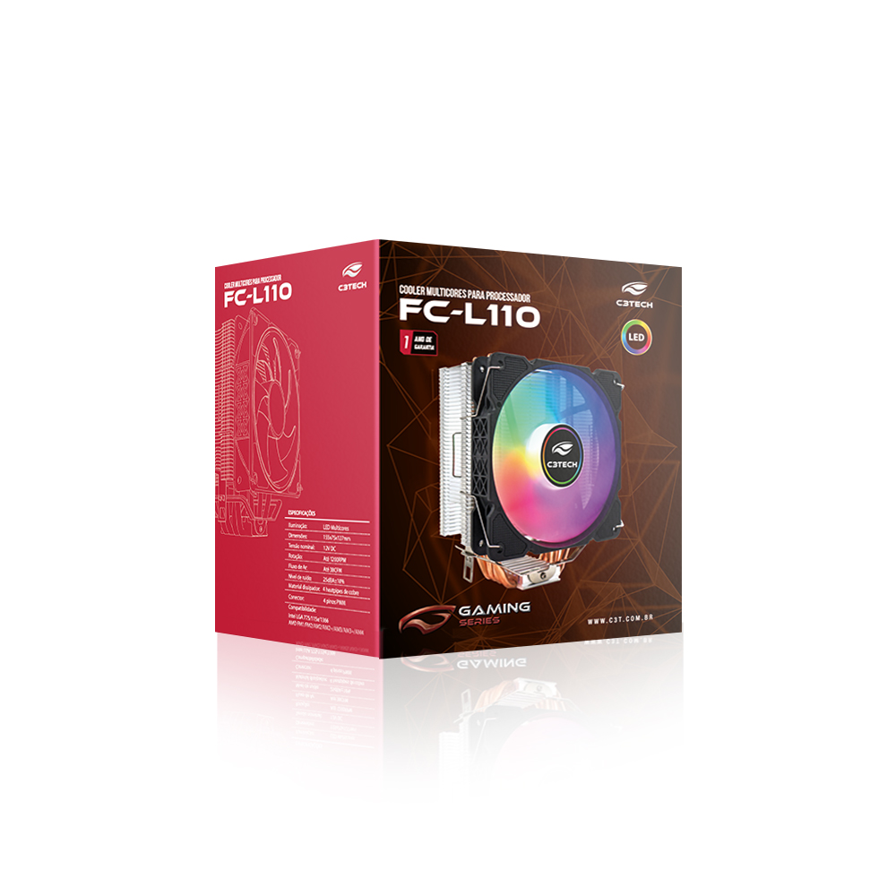 Cooler Fan Gamer CPU FC-L110M Multicores C3Tech Gaming
