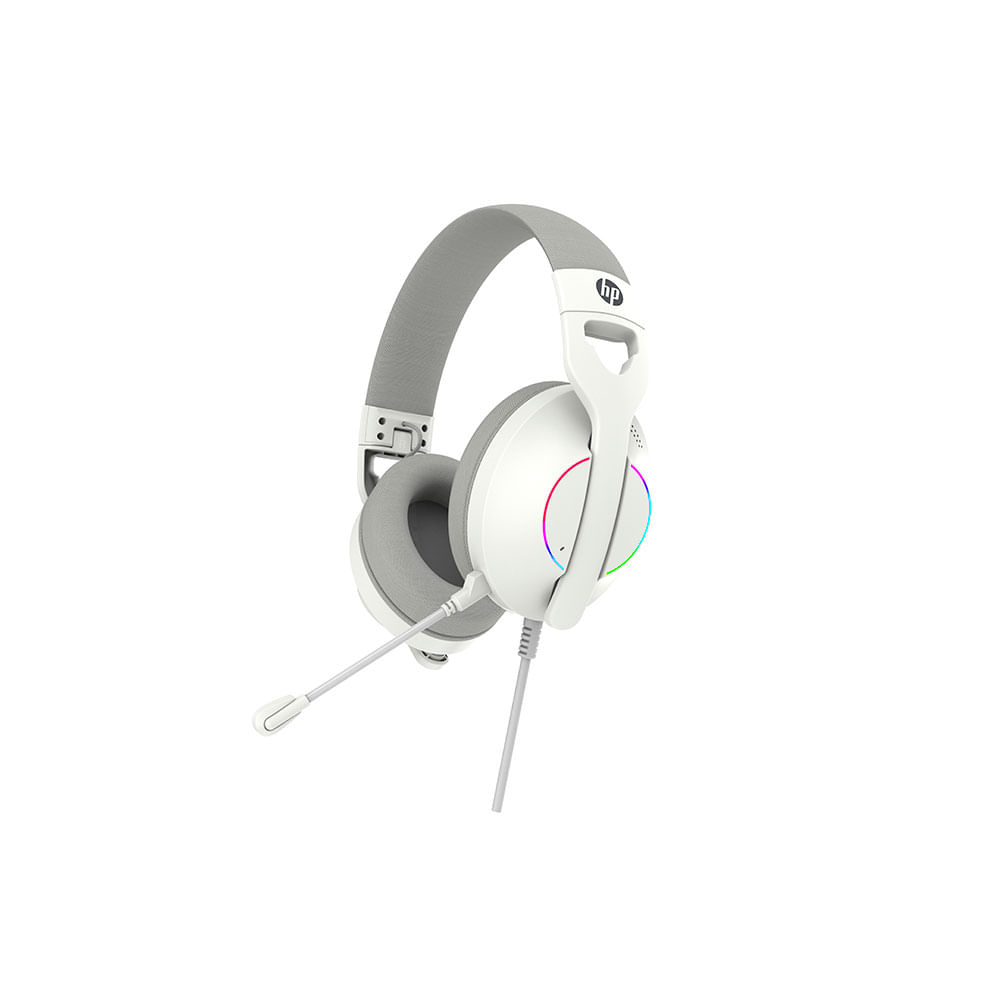 Headset HP DHE-8003U Gamer USB 7.1, RGB Dinâmico Cor Branca